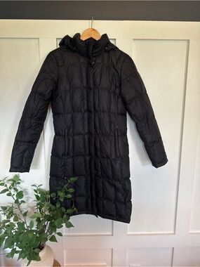 Northface Black Quilted Hooded Long Puffer Coat
